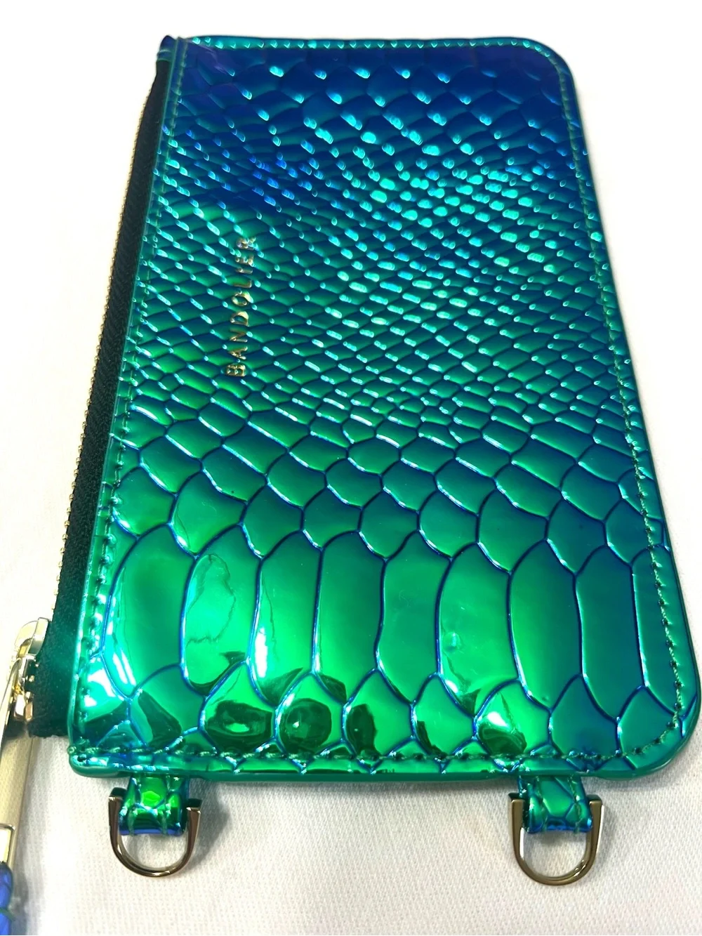 Bandolier Ariel iridescent wristlet 15 ProMax phone case card pocket & zip pouch